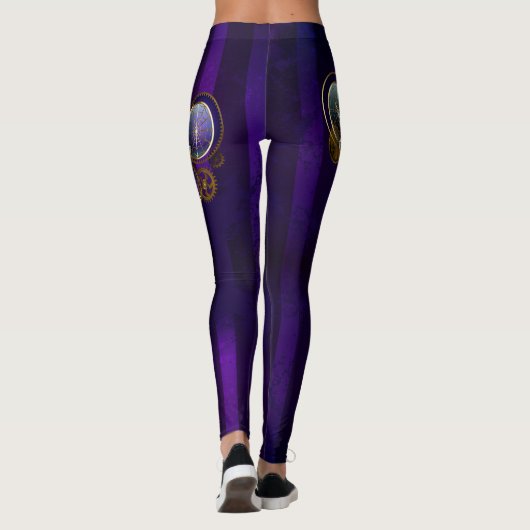 Steampunk Spider on Purple レギンス (裏面)