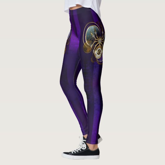Steampunk Spider on Purple レギンス (左)