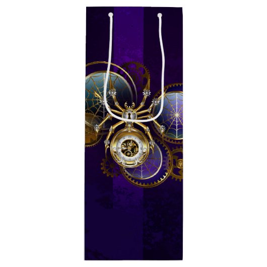Steampunk Spider on Purple ワインギフトバッグ (正面)