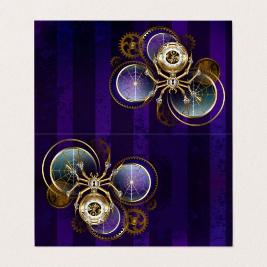 Steampunk Spider on Purple 名刺 (外部フラット)
