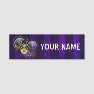 Steampunk Spider on Purple 名札