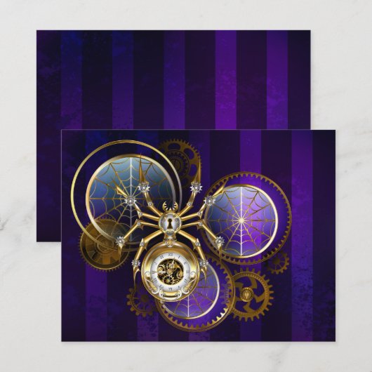 Steampunk Spider on Purple 招待状 (正面/裏面)