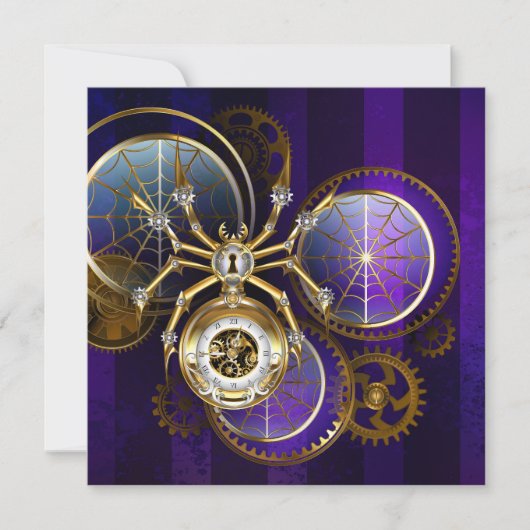 Steampunk Spider on Purple 招待状 (正面)