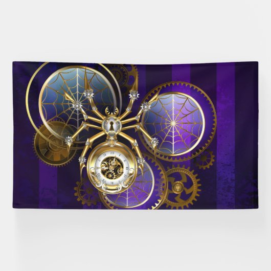 Steampunk Spider on Purple 横断幕 (横)