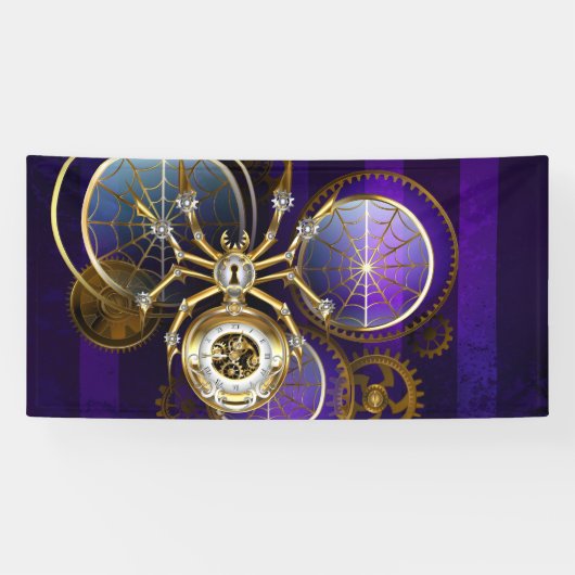 Steampunk Spider on Purple 横断幕 (横)