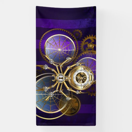 Steampunk Spider on Purple 横断幕 (縦)