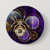 Steampunk Spider on Purple 缶バッジ (正面)