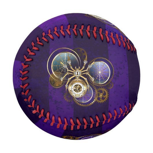 Steampunk Spider on Purple 野球ボール (正面左)