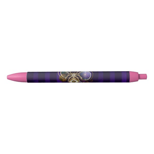 Steampunk Spider on Purple 黒ボールペン (正面)