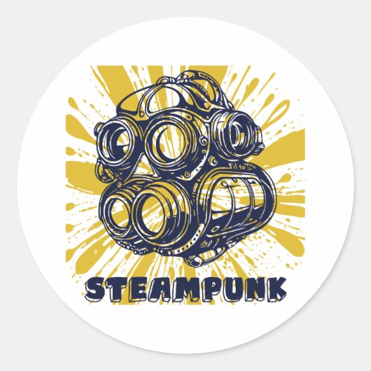 Steampunk Stickers – Vintage Art Sticker ラウンドシール (正面)