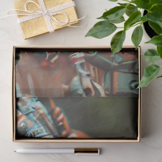 Steampunk Teal Orange Lizard Decoupage 薄葉紙 (ギフト)