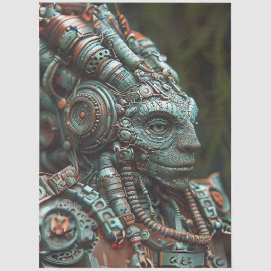 Steampunk Teal Orange Lizard Decoupage 薄葉紙 (正面)