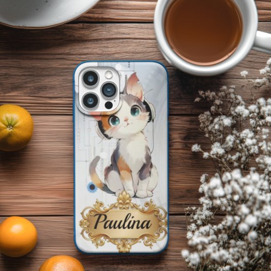 Steampunk Tech Cat Music Lover Custom Name Case-Ma Case-Mate iPhoneケース