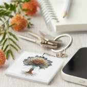 Steampunk Temporal Bloom: Mechanical Nature Engine キーホルダー (正面右)