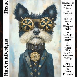 Steampunk Terrier Dog In Gogles CY3 Decompage 薄葉紙