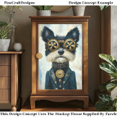 Steampunk Terrier Dog In Gogles CY3 Decompage 薄葉紙