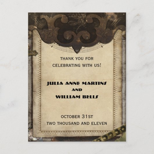 Steampunk Thank Thank You Postcard ポストカード (正面)