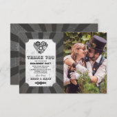 Steampunk Thank You's 結婚ハート写真 招待状 (正面/裏面)