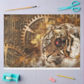 Steampunk Tiger Art 20x30デコページ 薄葉紙 (クラフト)