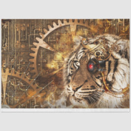 Steampunk Tiger Art 20x30デコページ 薄葉紙