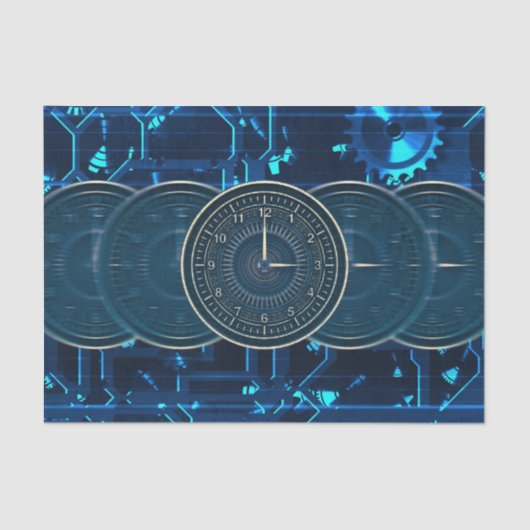 Steampunk Time Machine Clocks Gears 薄葉紙 (正面)