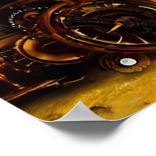 Steampunk Time Machine in Swiss Alpsファンタジー・アート ポスター (角)