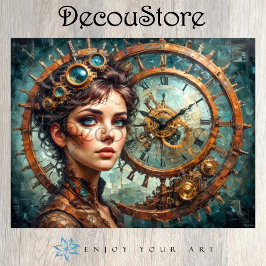 Steampunk Timekeeper Portrait Decoupage 薄葉紙