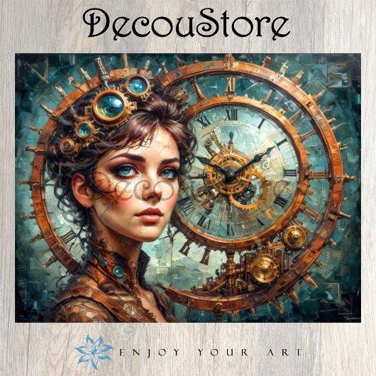 Steampunk Timekeeper Portrait Decoupage 薄葉紙