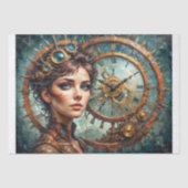 Steampunk Timekeeper Portrait Decoupage 薄葉紙 (正面)