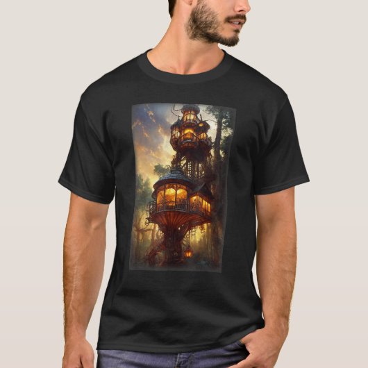 Steampunk Treehouse In A Forest Tシャツ (正面)