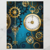 Steampunk turquoise Background with Gears チラシ (正面)