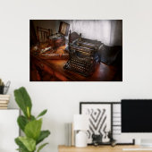 Steampunk - Typewriter - The secret messenger ポスター (ホームオフィス)