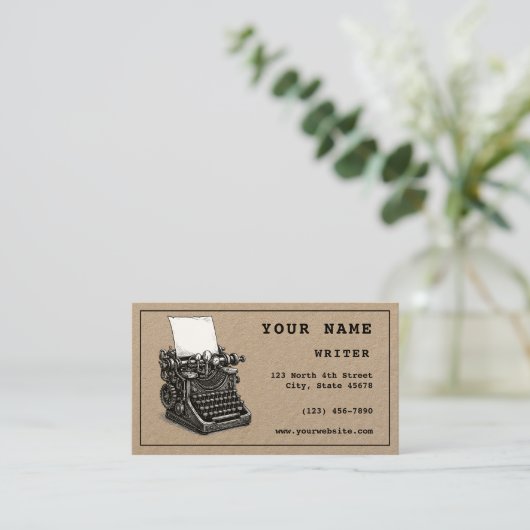 Steampunk Typewriter Writer Template 名刺 (スタンド正面)