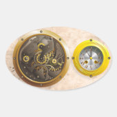 Steampunk Uhr 楕円形シール (正面)