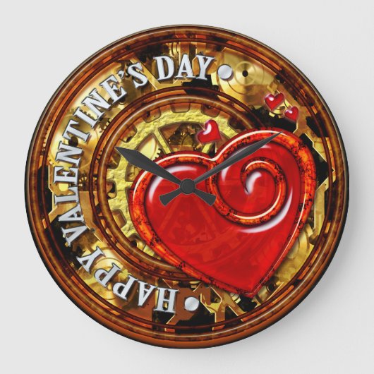 Steampunk Valentine 1A Wall Clockオプション ラージ壁時計 (正面)