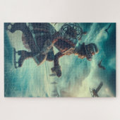 Steampunk Victorian Fantasy Winter Messenger ジグソーパズル (横)