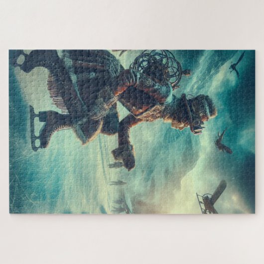 Steampunk Victorian Fantasy Winter Messenger ジグソーパズル (横)