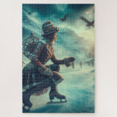 Steampunk Victorian Fantasy Winter Messenger ジグソーパズル (縦)