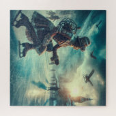 Steampunk Victorian Fantasy Winter Messenger ジグソーパズル (横)