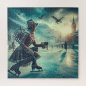 Steampunk Victorian Fantasy Winter Messenger ジグソーパズル (縦)