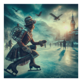Steampunk Victorian Fantasy Winter Messenger ポスター