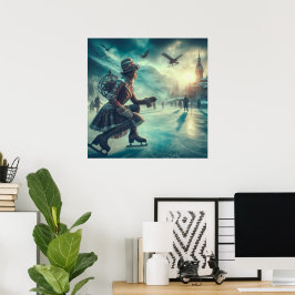 Steampunk Victorian Fantasy Winter Messenger ポスター