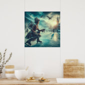 Steampunk Victorian Fantasy Winter Messenger ポスター (キッチン)