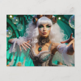 Steampunk Victorian Futuristic Green Dancer ポストカード