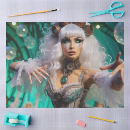 Steampunk Victorian Futuristic Green Dancer 薄葉紙 (クラフト)