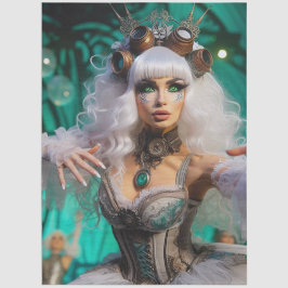 Steampunk Victorian Futuristic Green Dancer 薄葉紙