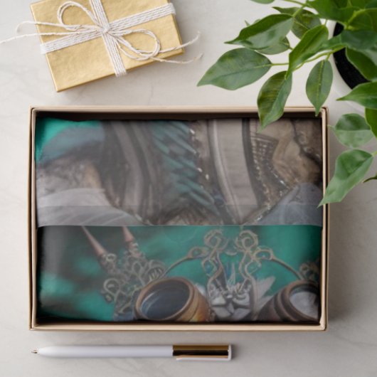 Steampunk Victorian Futuristic Green Dancer 薄葉紙 (ギフト)