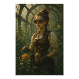 Steampunk Victorian Gardener Art フォトプリント