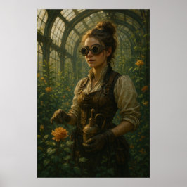 Steampunk Victorian Gardener Art ポスター