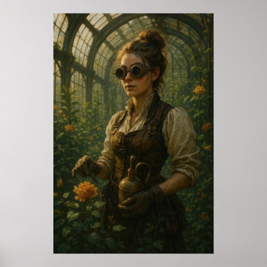 Steampunk Victorian Gardener Art ポスター (正面)